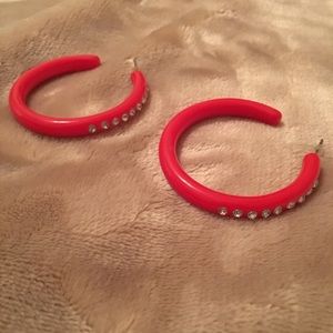 Red Plastic hoops Earring